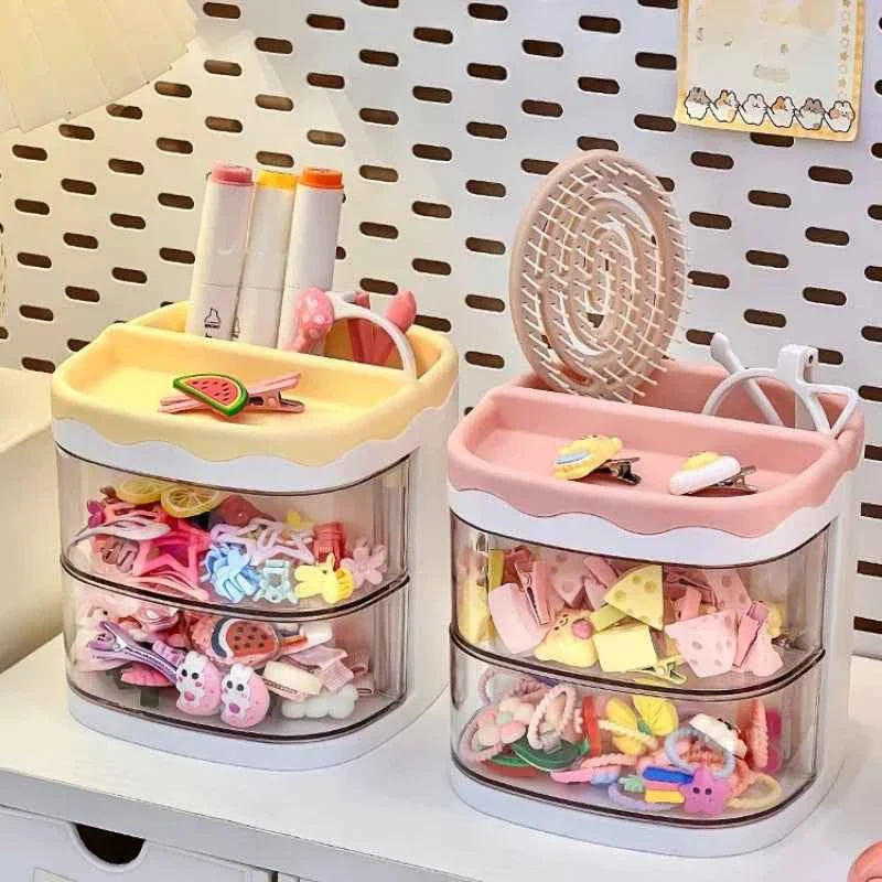 2 Layers Cute Children's Hair Accessories Storage Box